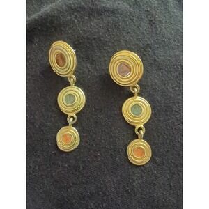 XEJA Pierced Earrings Gold-T Rings‎ with Enamel Centers